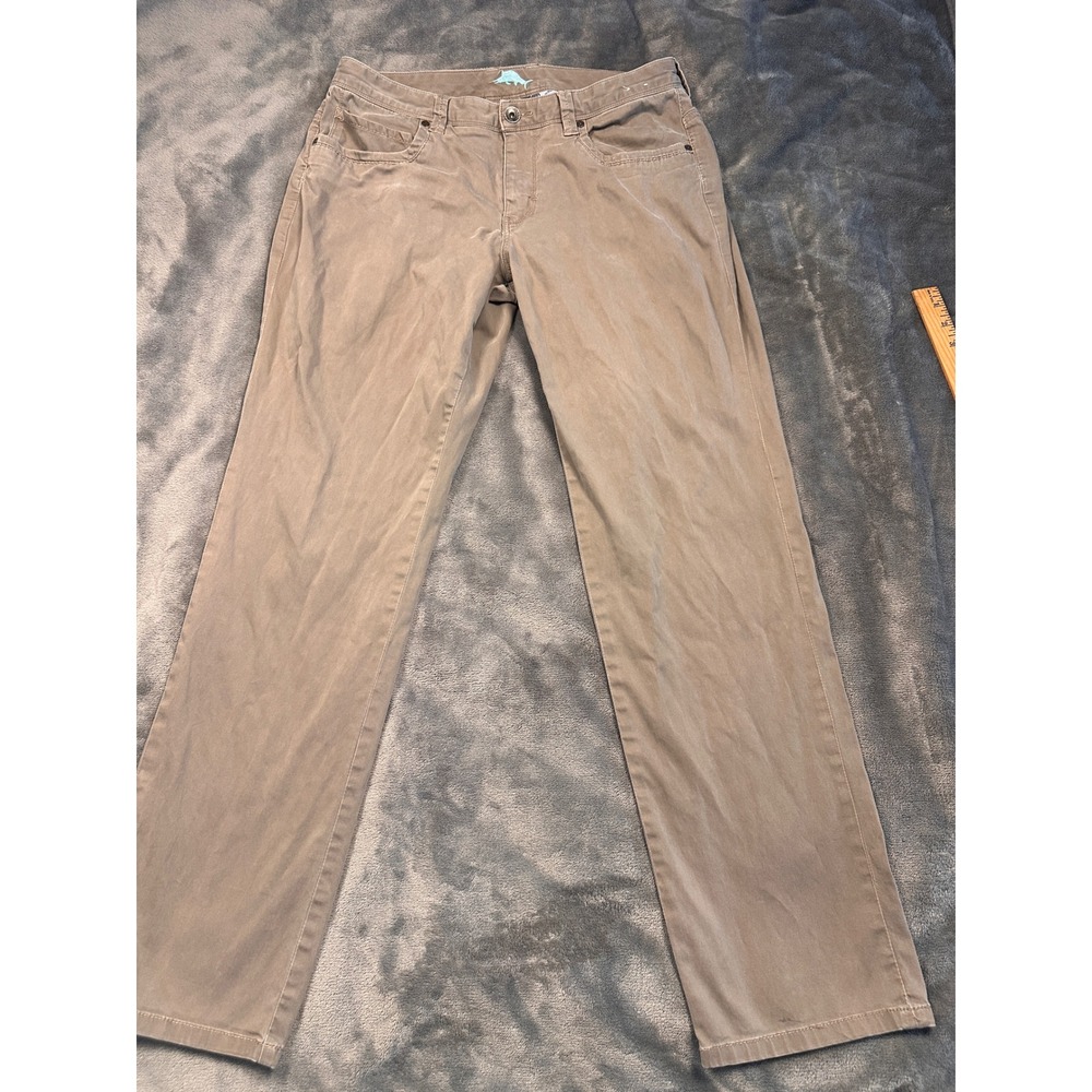 Tommy Bahama Pants Mens 33x32 Tan Boracay 5-Pocket Straight Leg Chino Trousers